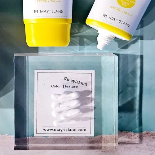 Kem Chống Nắng May Island Hyalu B5 - Da Trắng Mịn SPF50+/PA+++: Bảo vệ và dưỡng ẩm, làm trắng da hiệu quả.